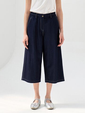 라비엔 데님라이크 8부 와이드팬츠