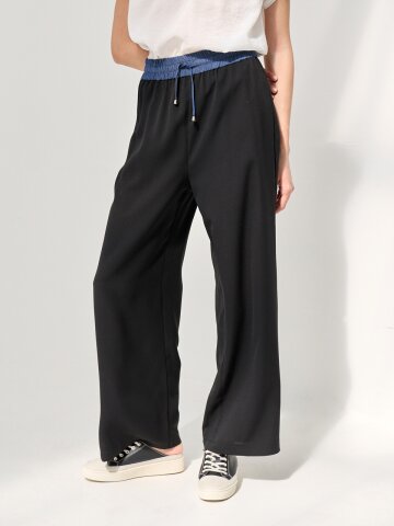 베르딘 에어리 배색 와이드 팬츠