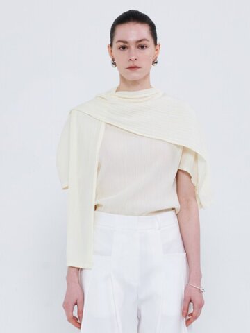 (4차 리오더)MUFFLER PLEATS TOP - IVORY
