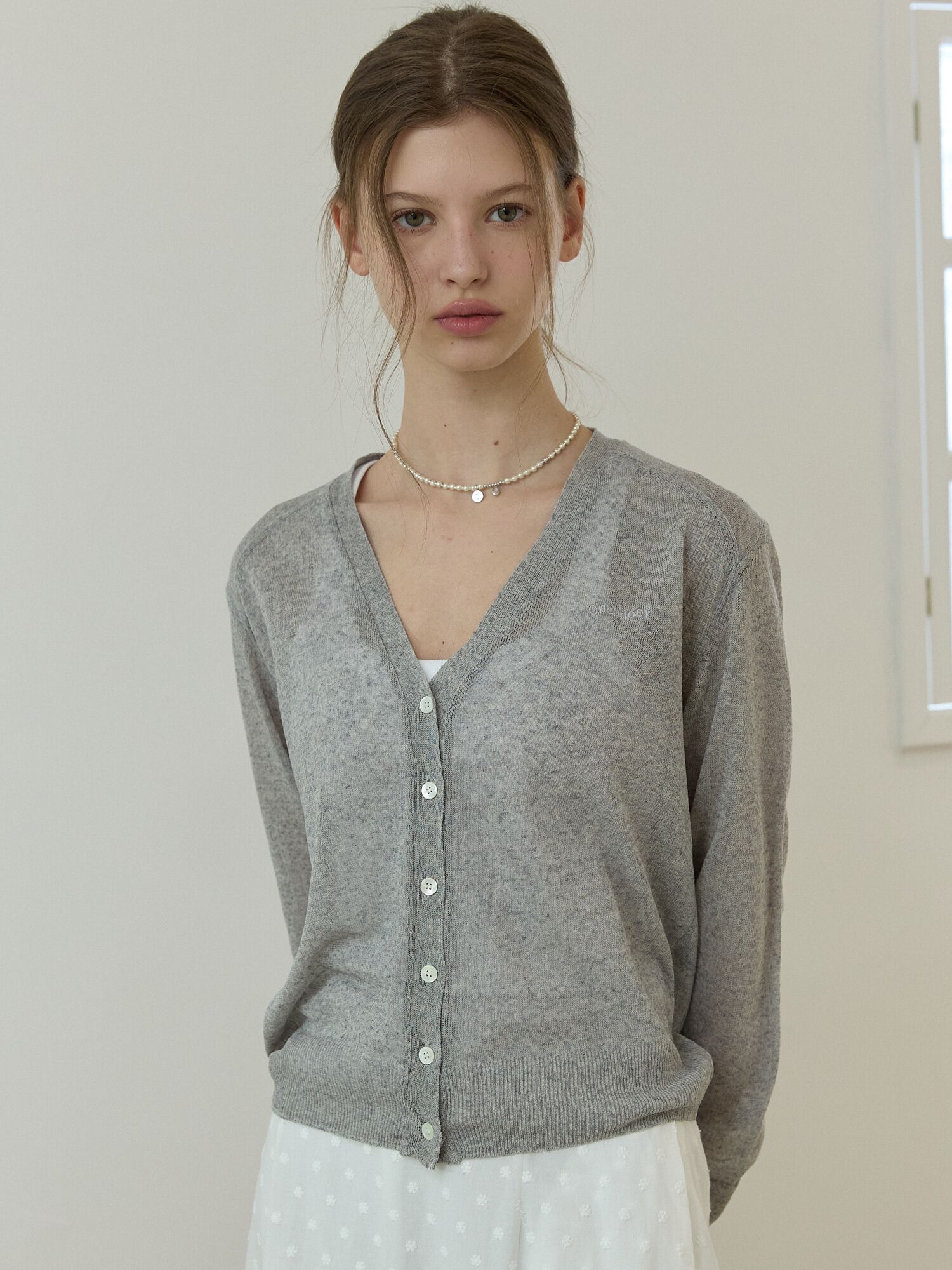 Linen blend summer cardigan Gray