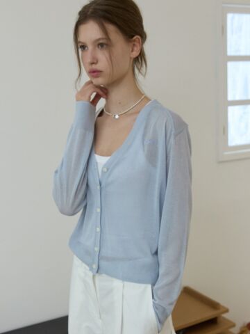 Linen blend summer cardigan Blue




