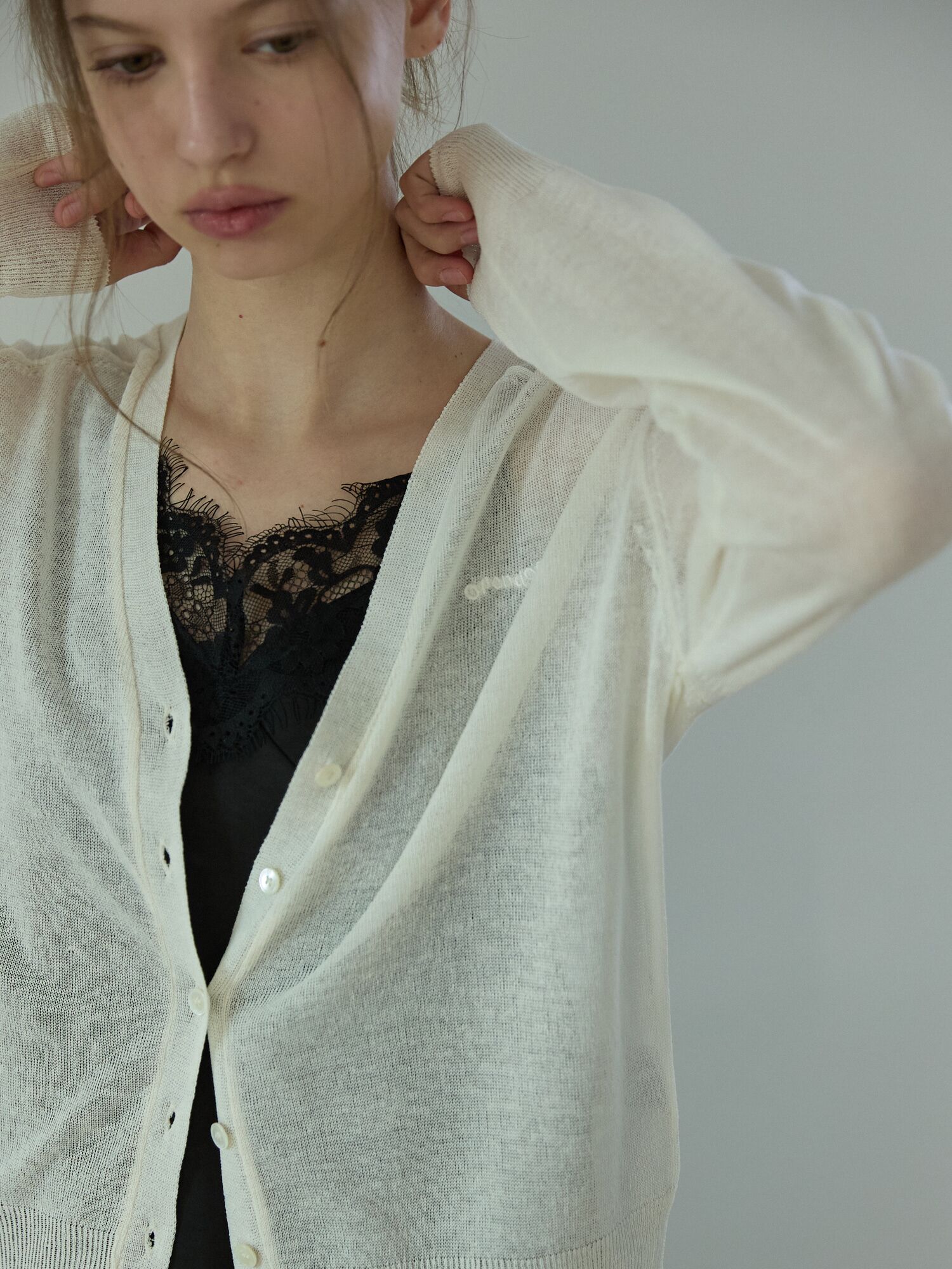 Linen blend summer cardigan Ivory