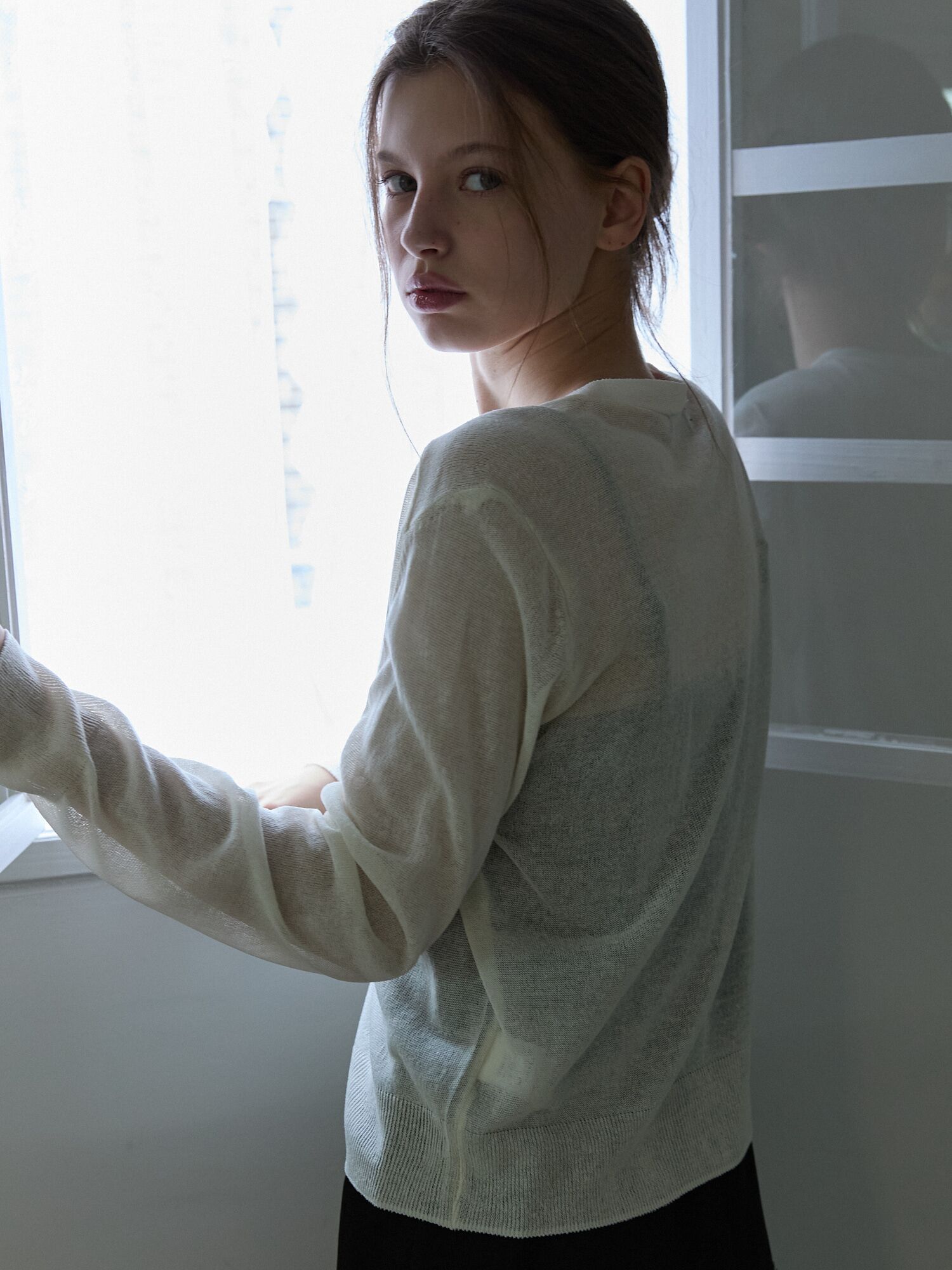 Linen blend summer cardigan Ivory