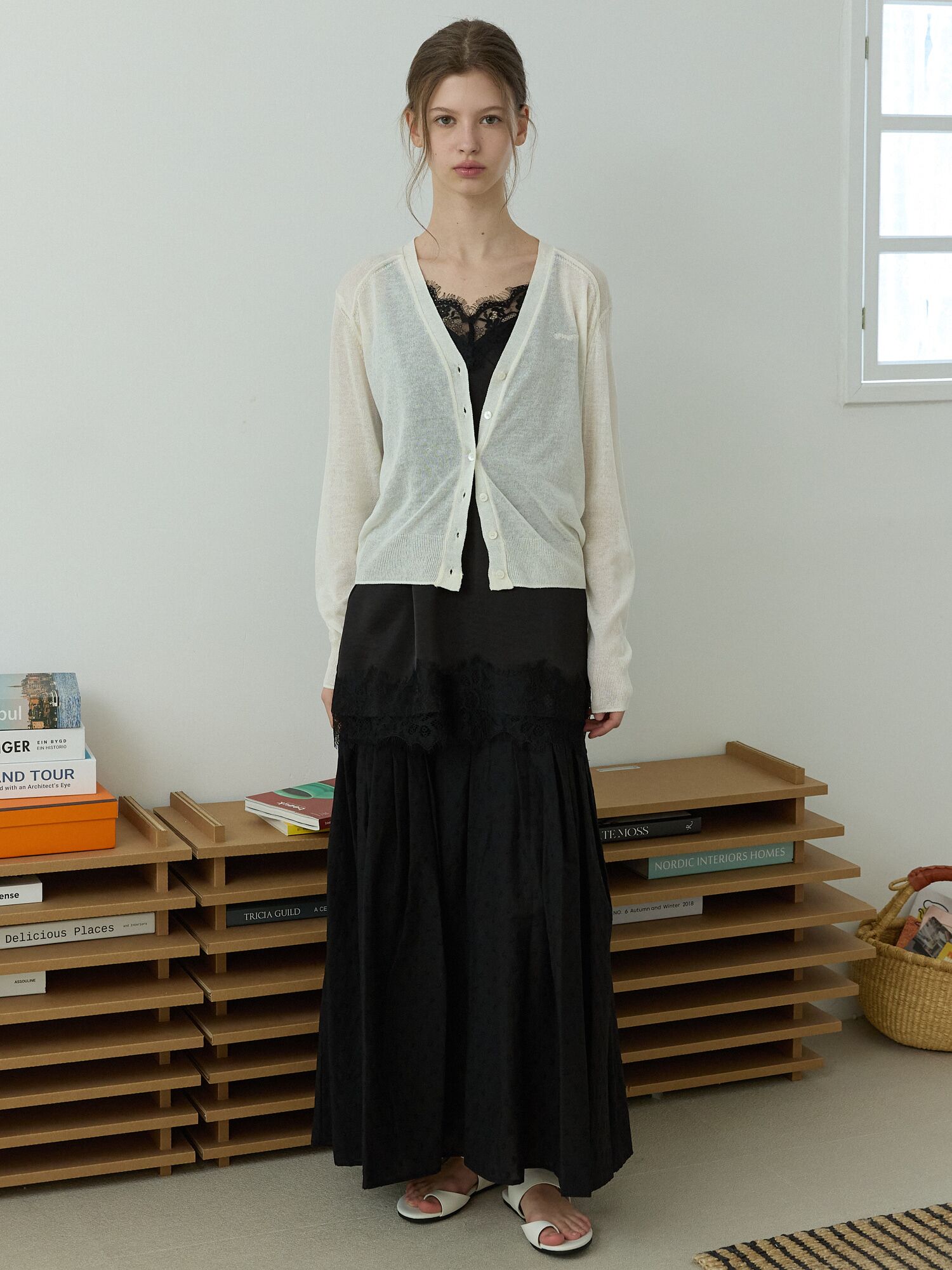 Linen blend summer cardigan Ivory