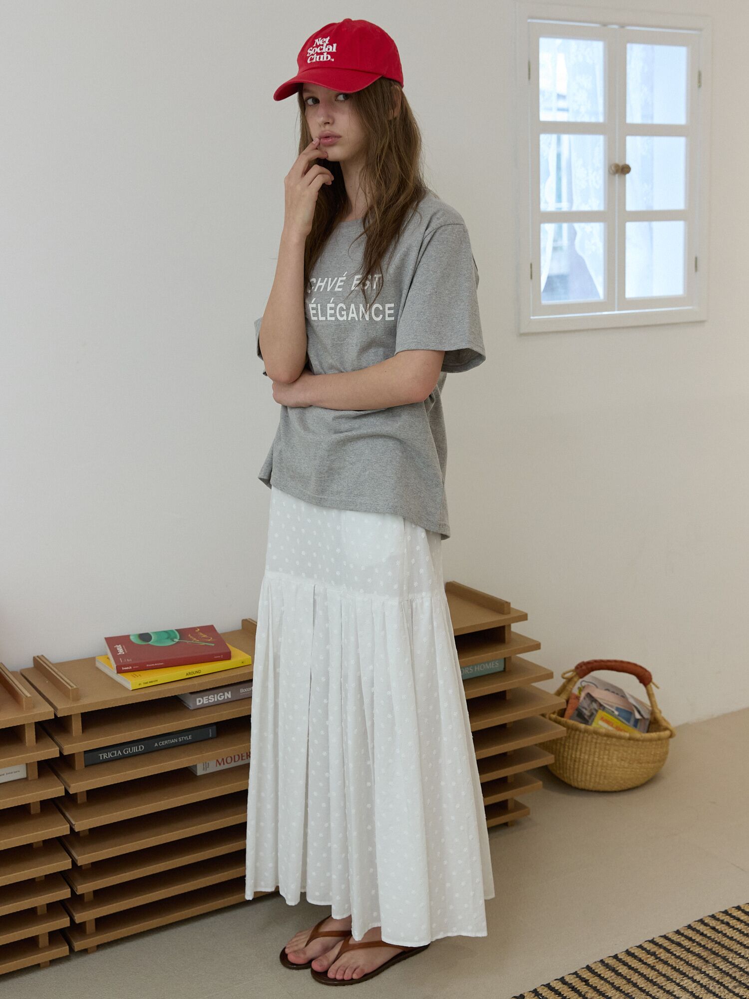 Embroidery Flare Skirt Ivory
