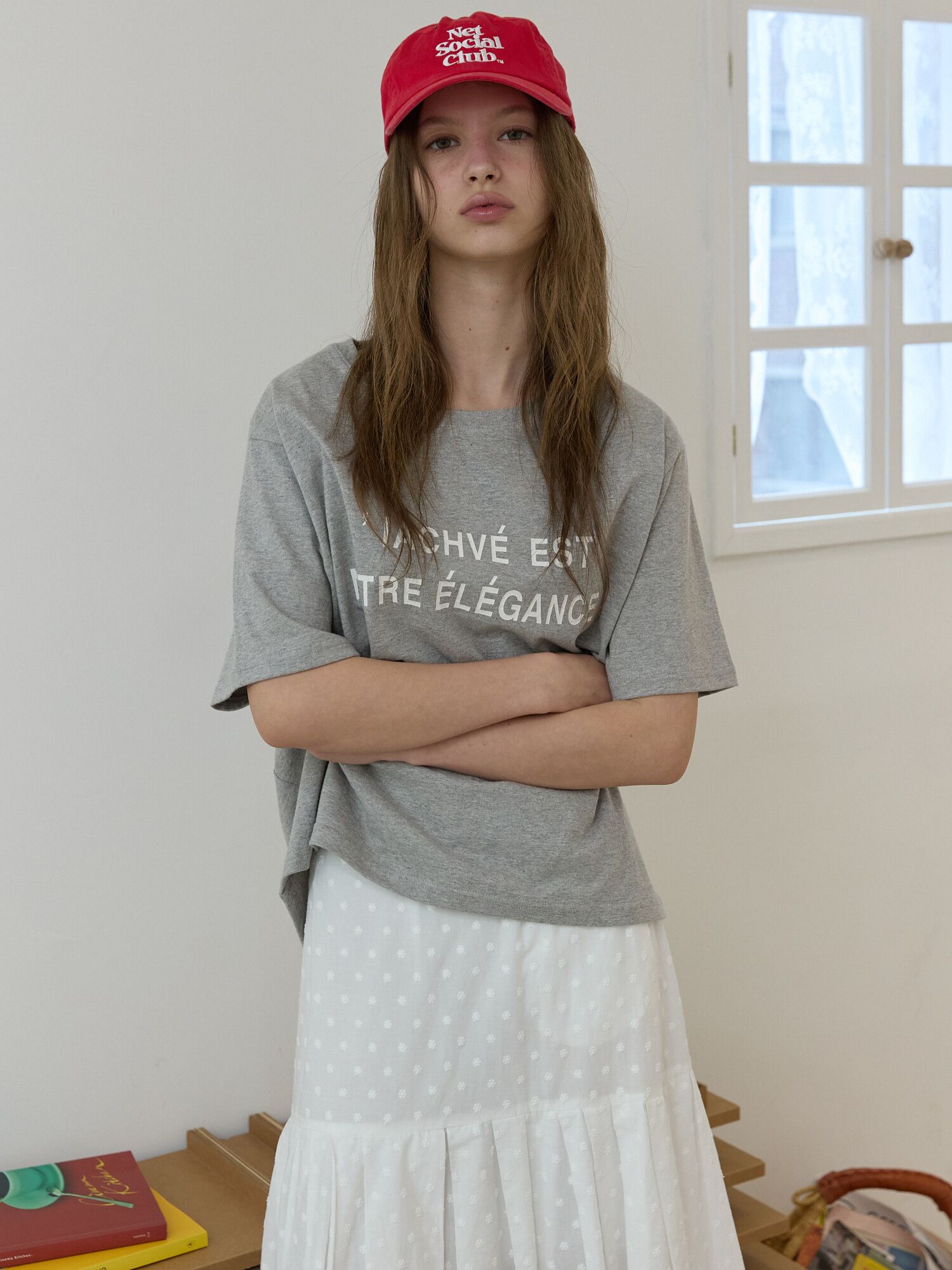 French writing T-shirt Gray