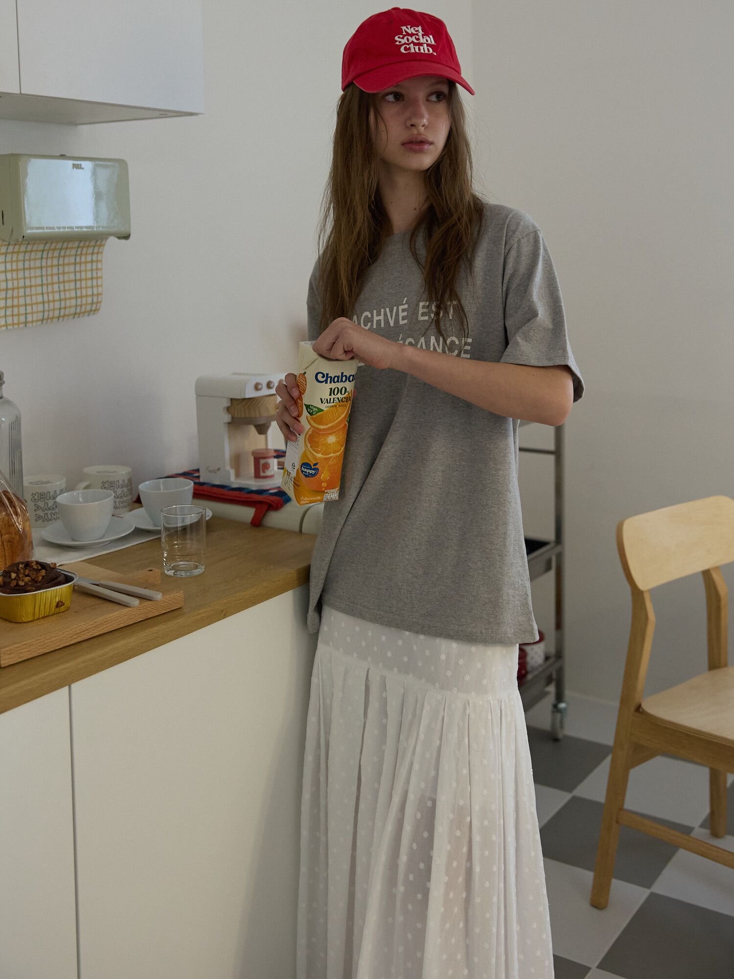 French writing T-shirt Gray