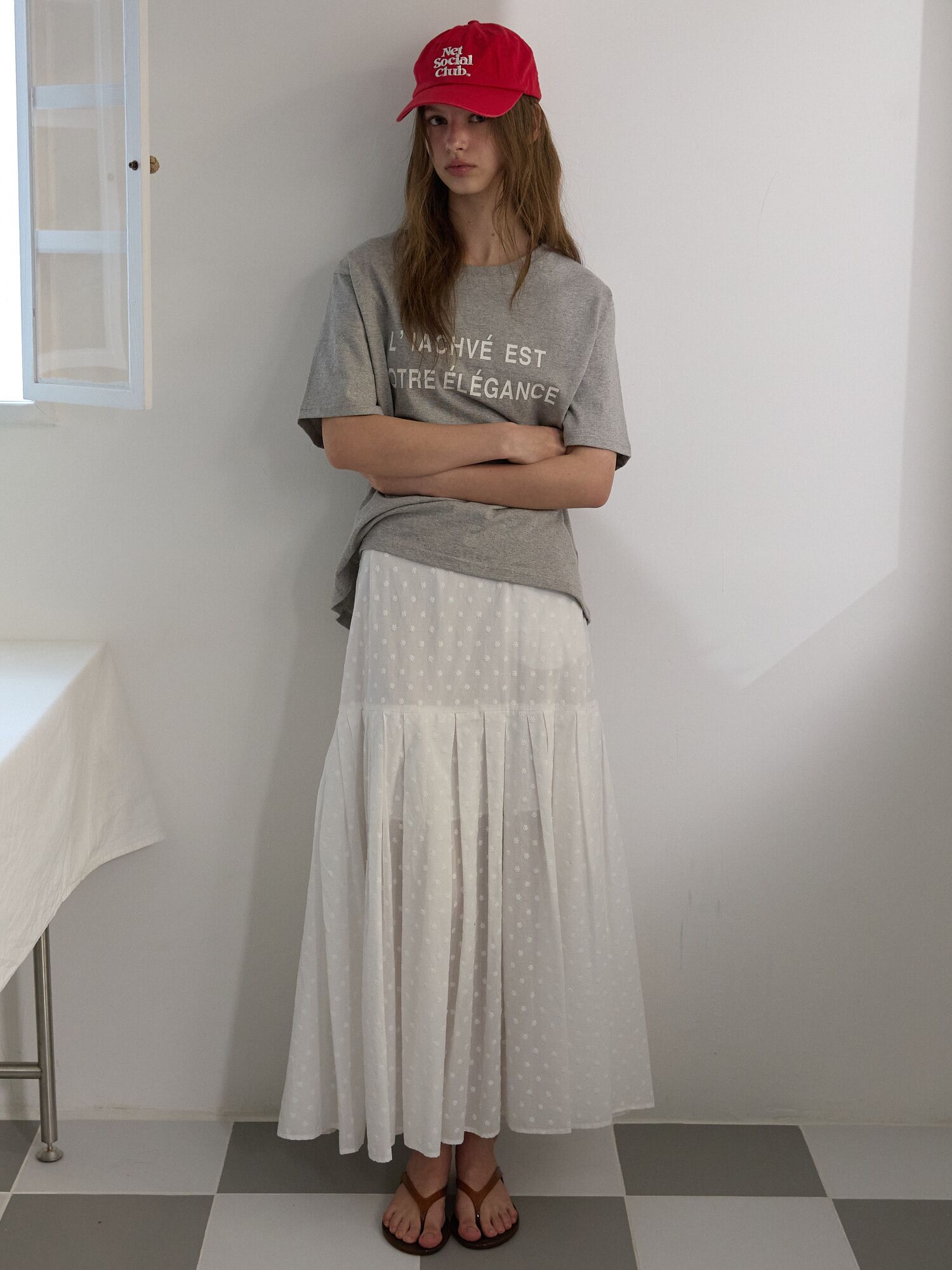 French writing T-shirt Gray