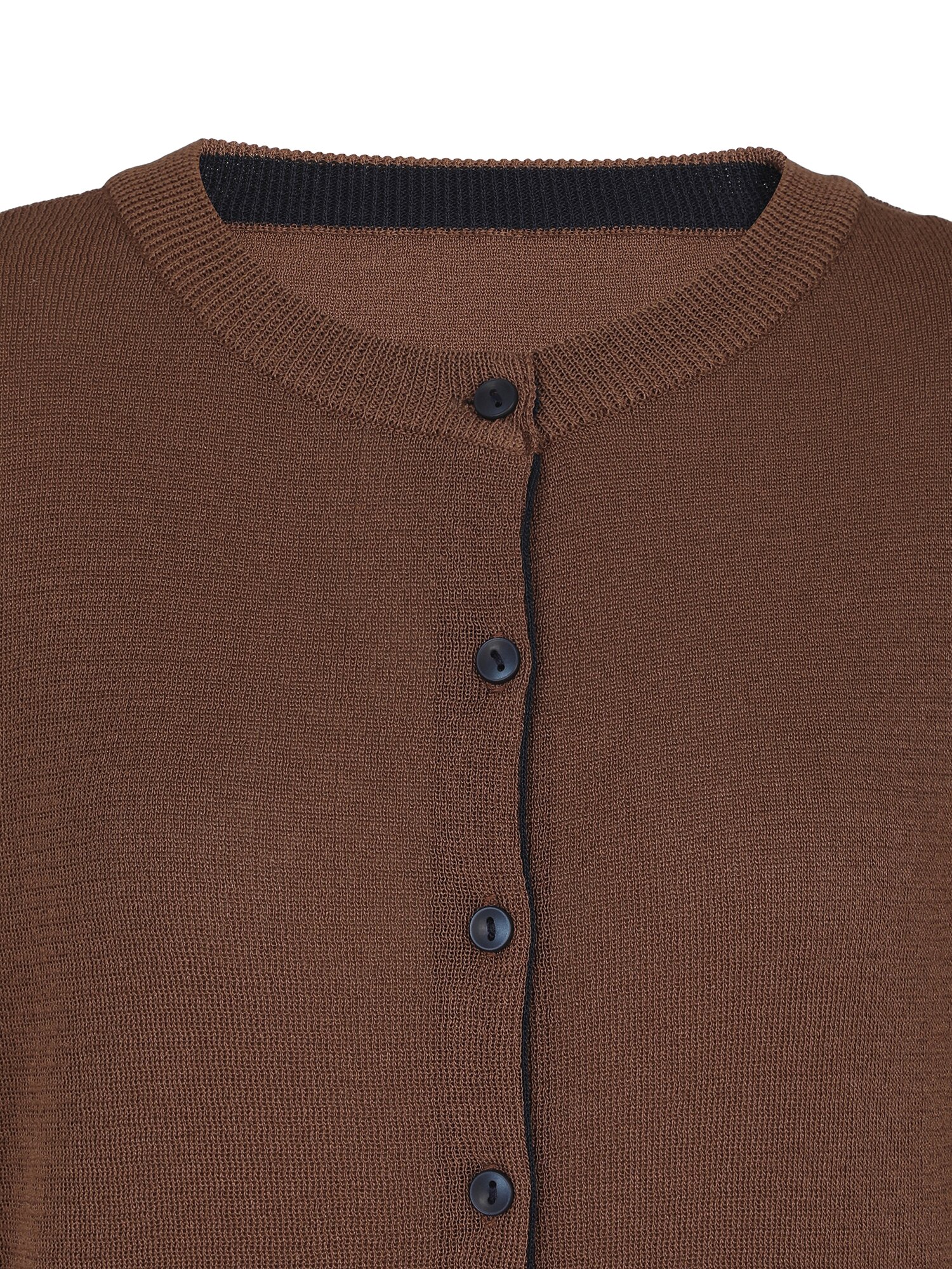 사이드 배색 니트 가디건 (BROWN)