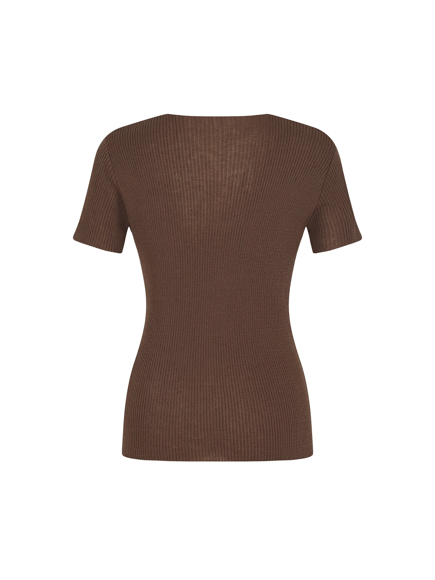 사이드 버튼 브이넥 니트 (BROWN)