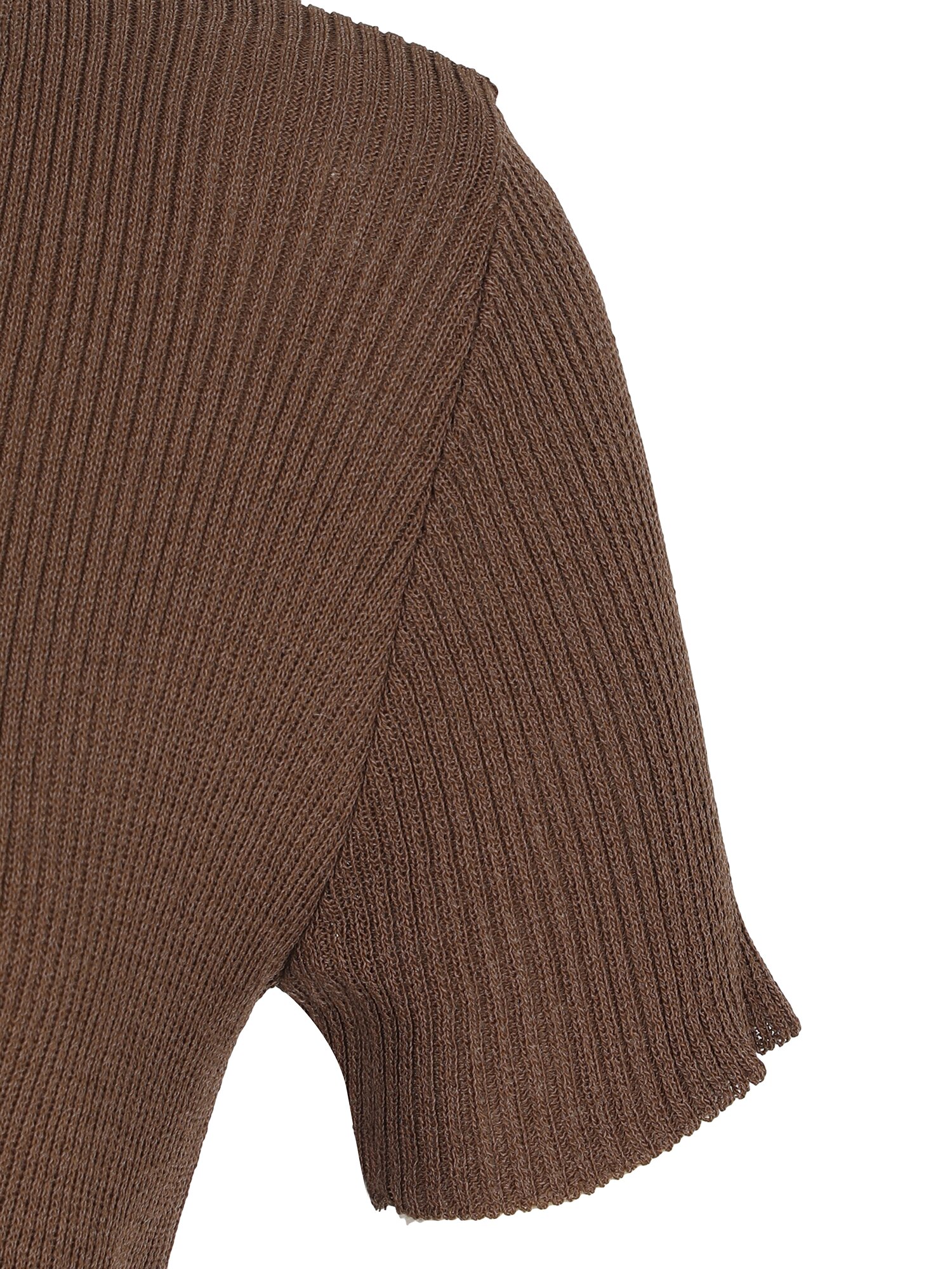 사이드 버튼 브이넥 니트 (BROWN)