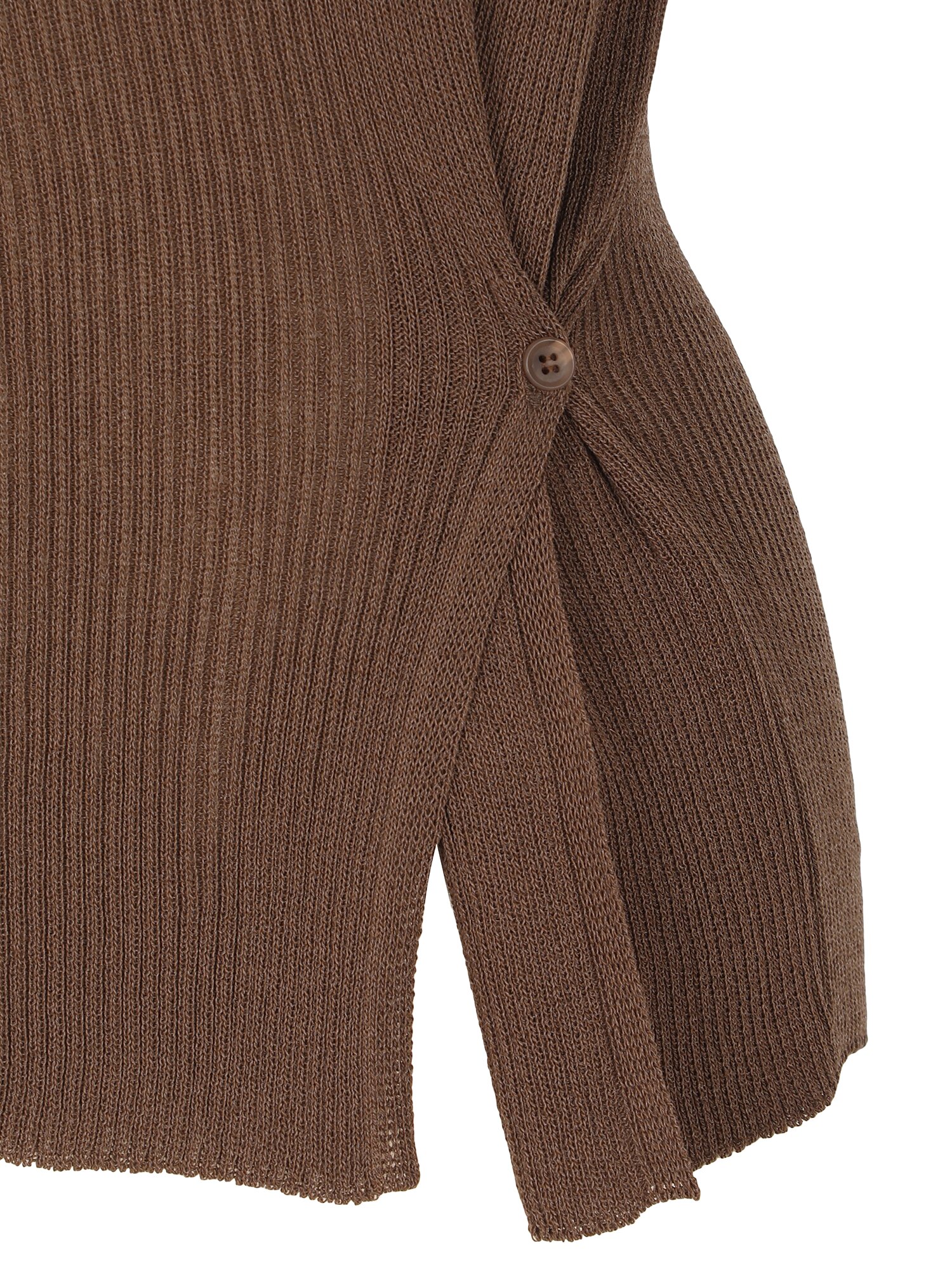 사이드 버튼 브이넥 니트 (BROWN)