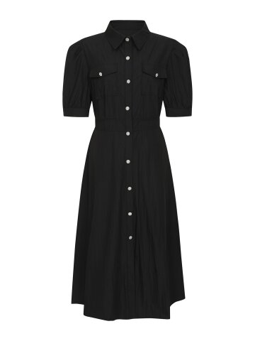 싱글 칼라 포켓 롱 원피스 