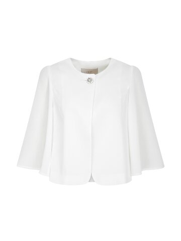 쥬얼 버튼 라운드넥 케이프 재킷 