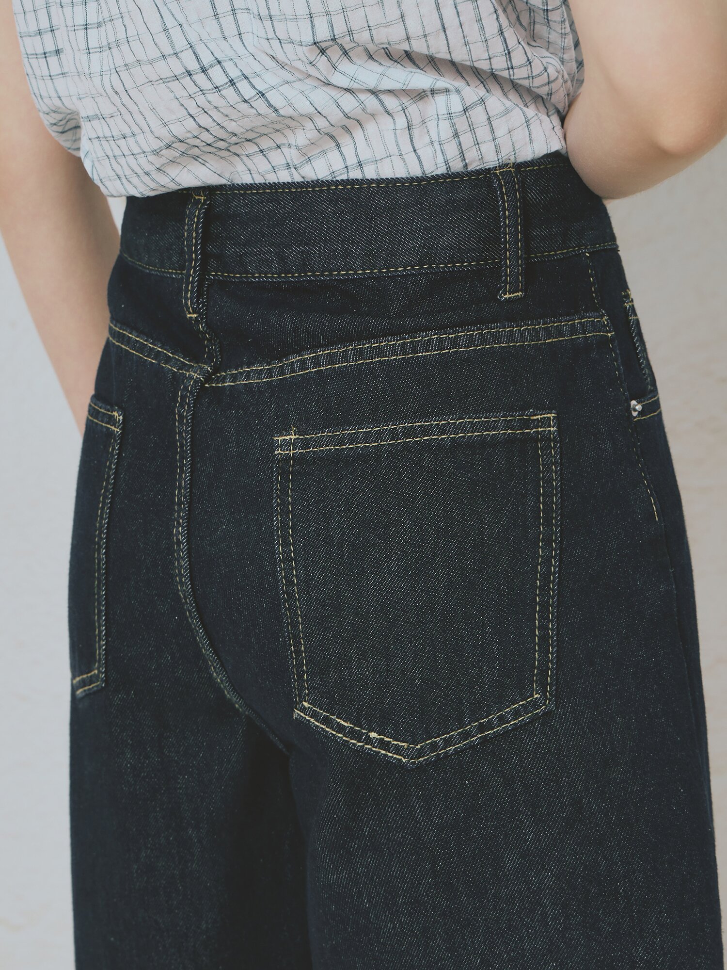 워싱 4부 숏 데님팬츠 (NAVY)