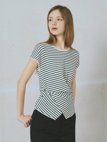 드레이핑 버튼 풀오버 니트 