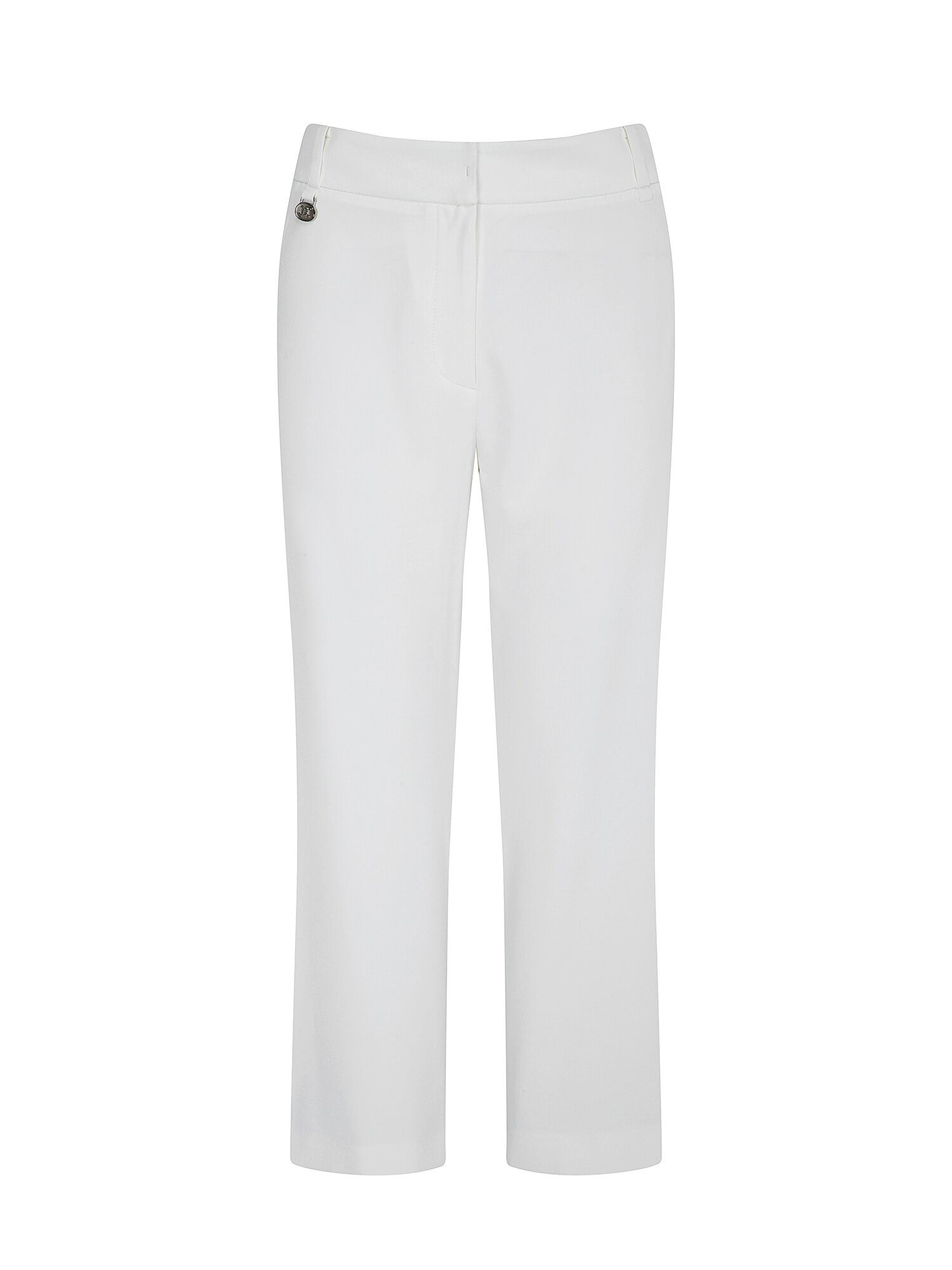 로고 장식 슬릿 슬림핏 7부 팬츠 (WHITE)