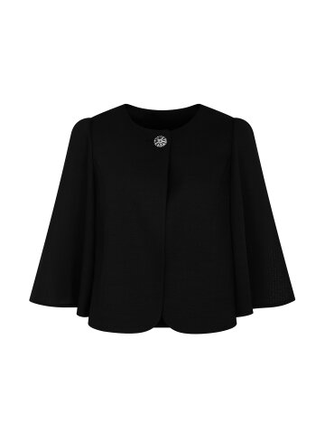 쥬얼 버튼 라운드넥 케이프 재킷 