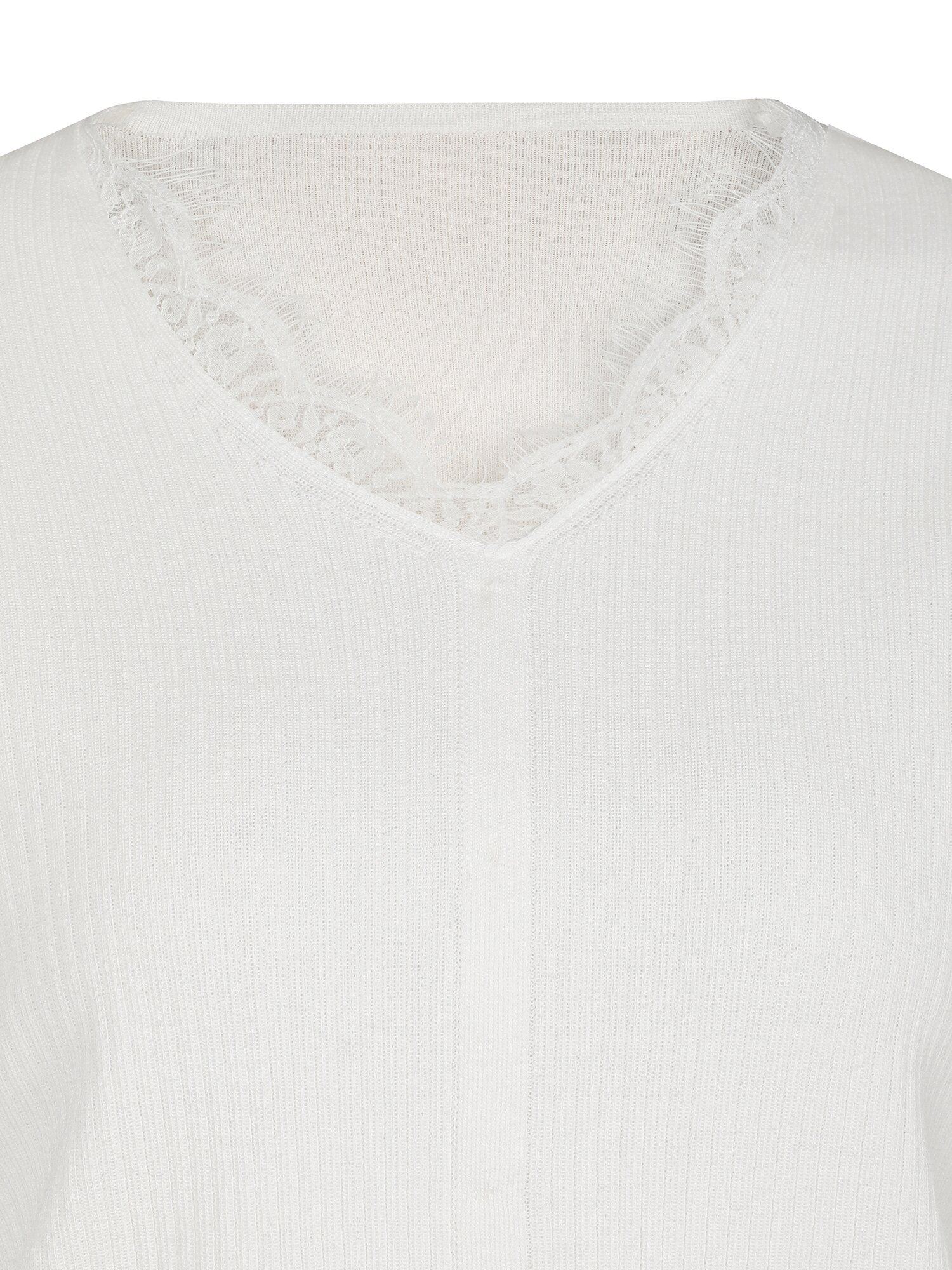 레이스 브이넥 풀오버 니트 (WHITE)