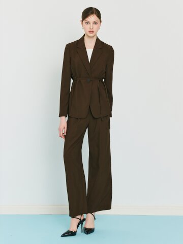 원턱 백 밴딩 와이드 팬츠 