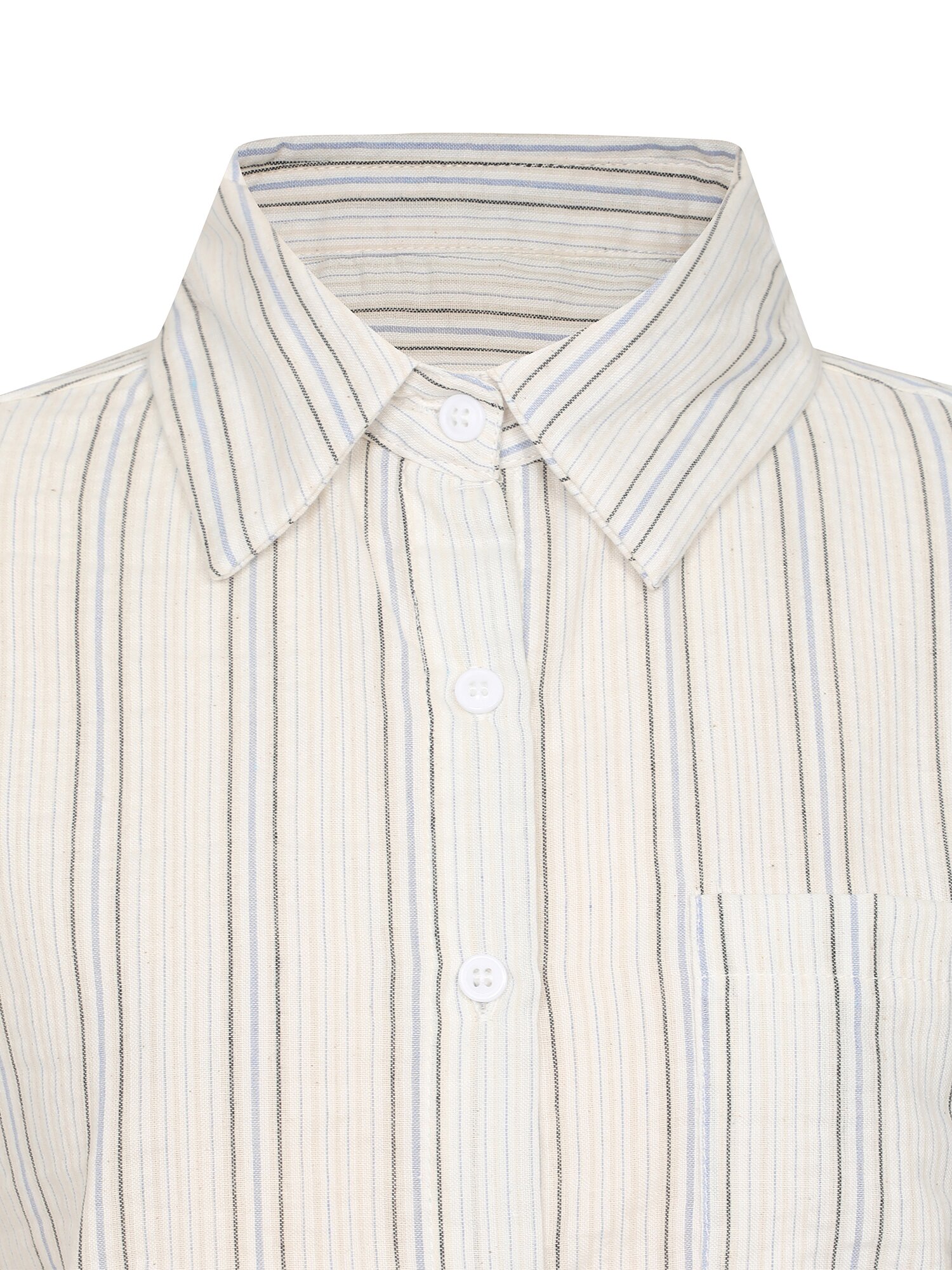 스트라이프 캡슬리브 셔츠 블라우스 (BLUE)