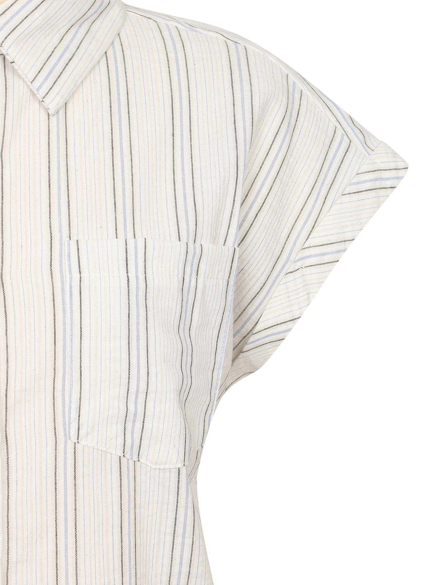 스트라이프 캡슬리브 셔츠 블라우스 (BLUE)