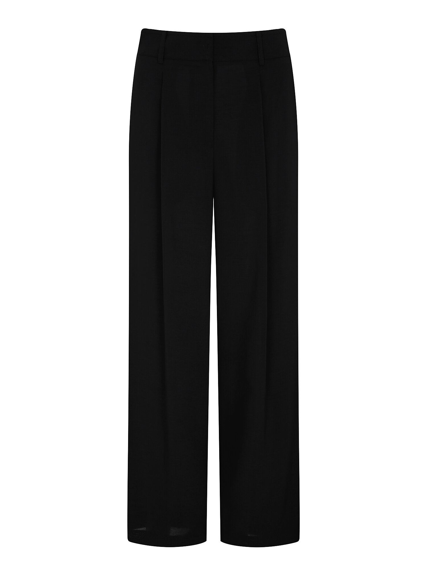 원턱 백 밴딩 와이드 팬츠 (BLACK)