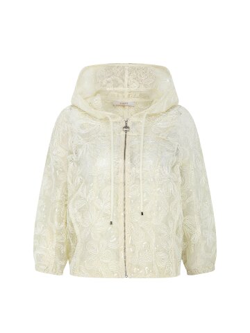 플로럴 자수 스트링 후드 집업 점퍼 