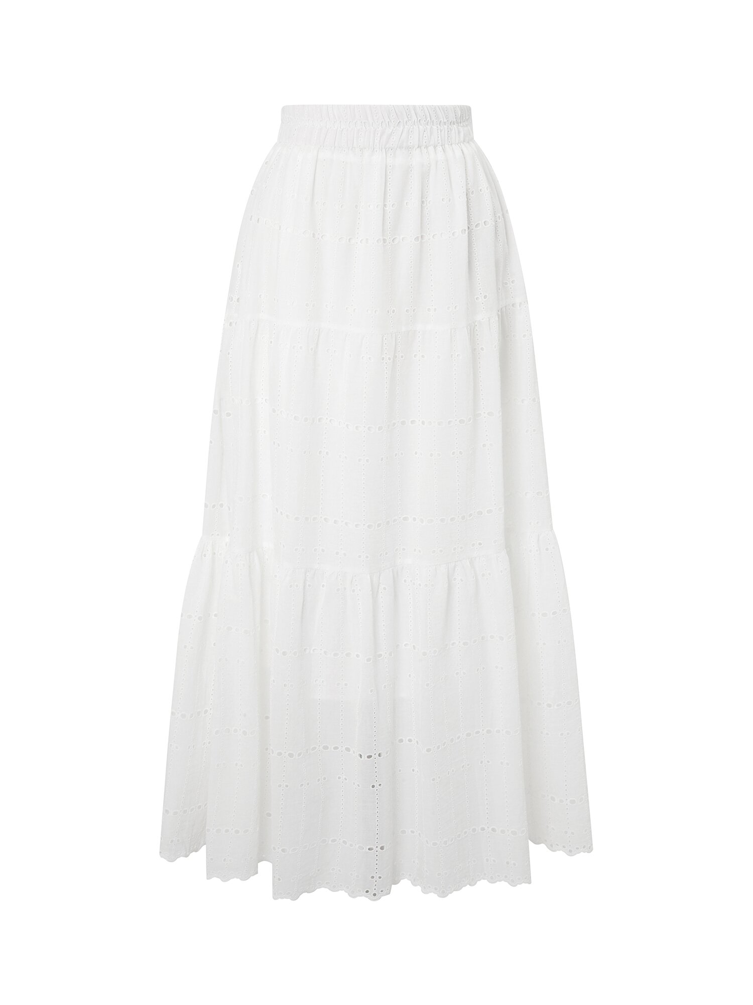 펀칭 레이스 플레어 스커트 (WHITE)