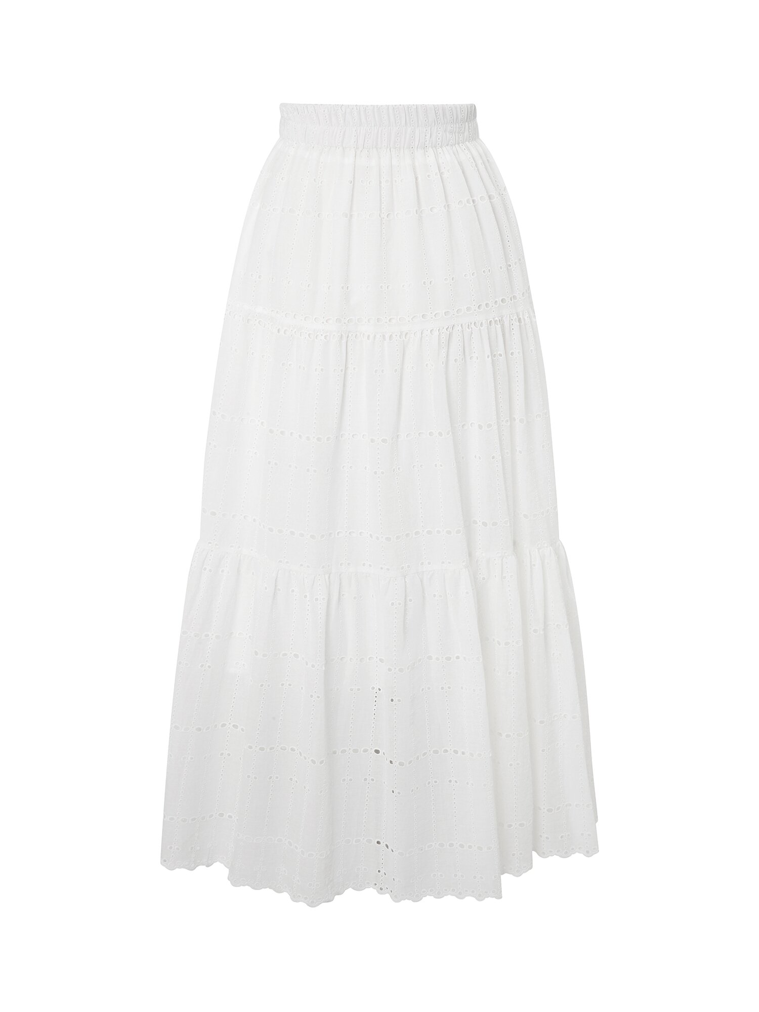 펀칭 레이스 플레어 스커트 (WHITE)