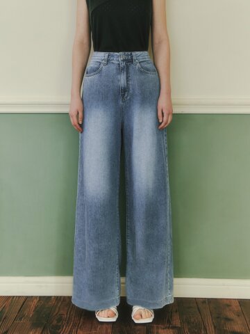 [4/24 예약배송] 포인트 워싱 와이드 데님 팬츠 / 인디고
