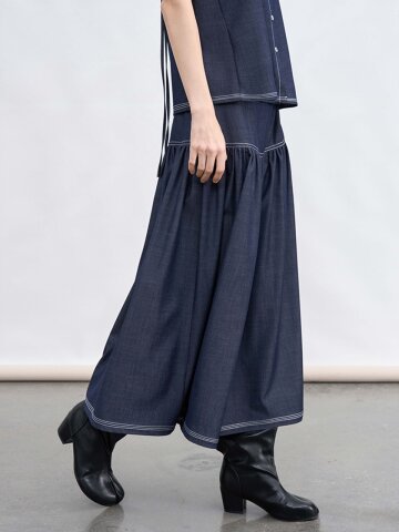 4/28 예약배송_TG_Denim wide skirt pants