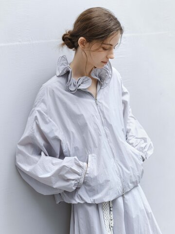 4/28 예약배송_TG_Ruffle collar wind jacket_BLUE GRAY