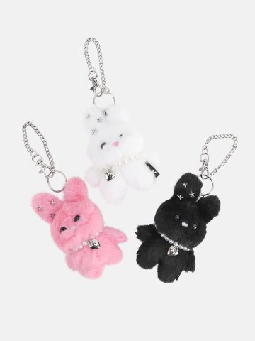 여성 가방장식 별 큐빅 하트 목걸이 토끼 인형 참장식 키홀더 백참 가방장식 키링 LJNA038