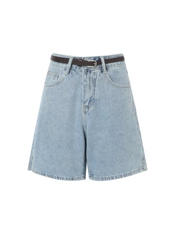벨티드 데님 숏 팬츠 