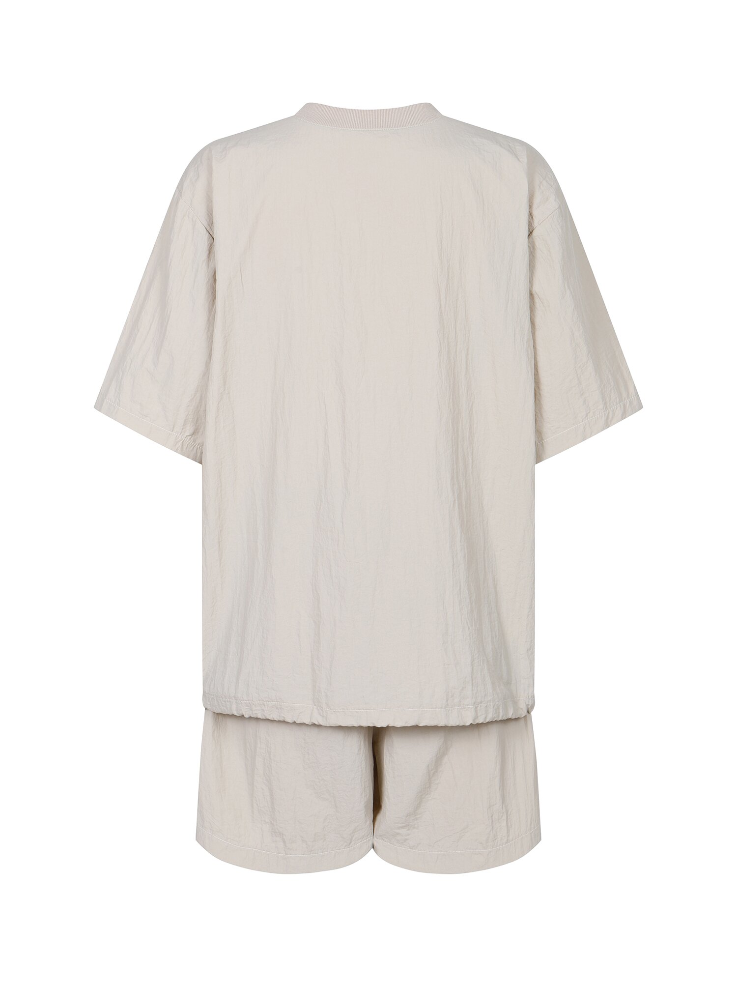 크링클 브이넥 나일론 투피스 (BEIGE)