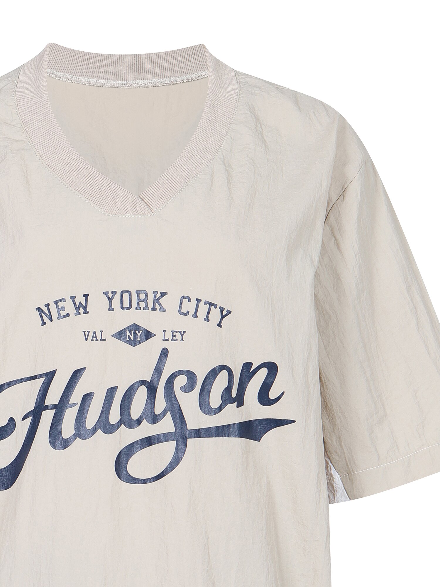 크링클 브이넥 나일론 투피스 (BEIGE)