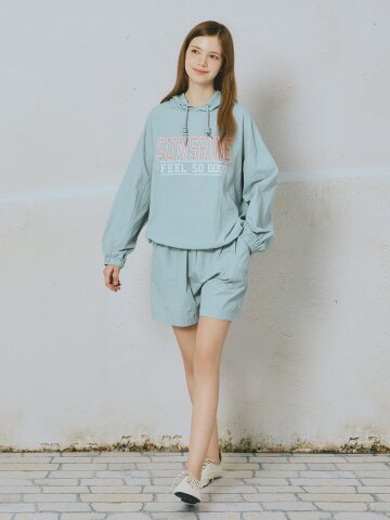 프린팅 후드넥 나일론 투피스 