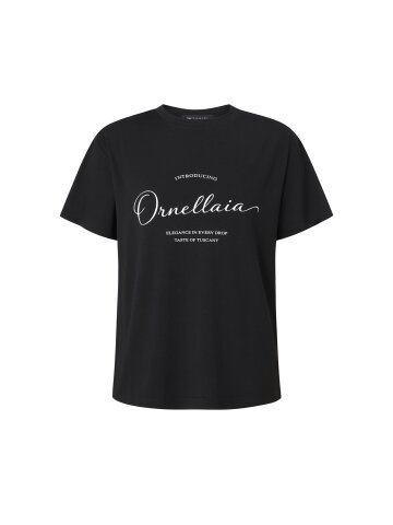 스판 레터링 라운드넥 티셔츠 