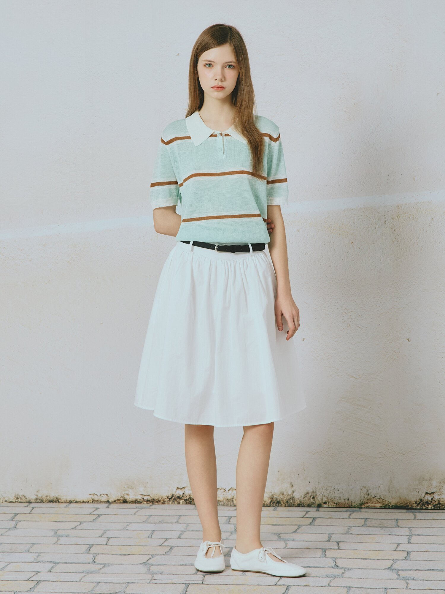 멀티 스트라이프 칼라 풀오버 니트 (MINT)