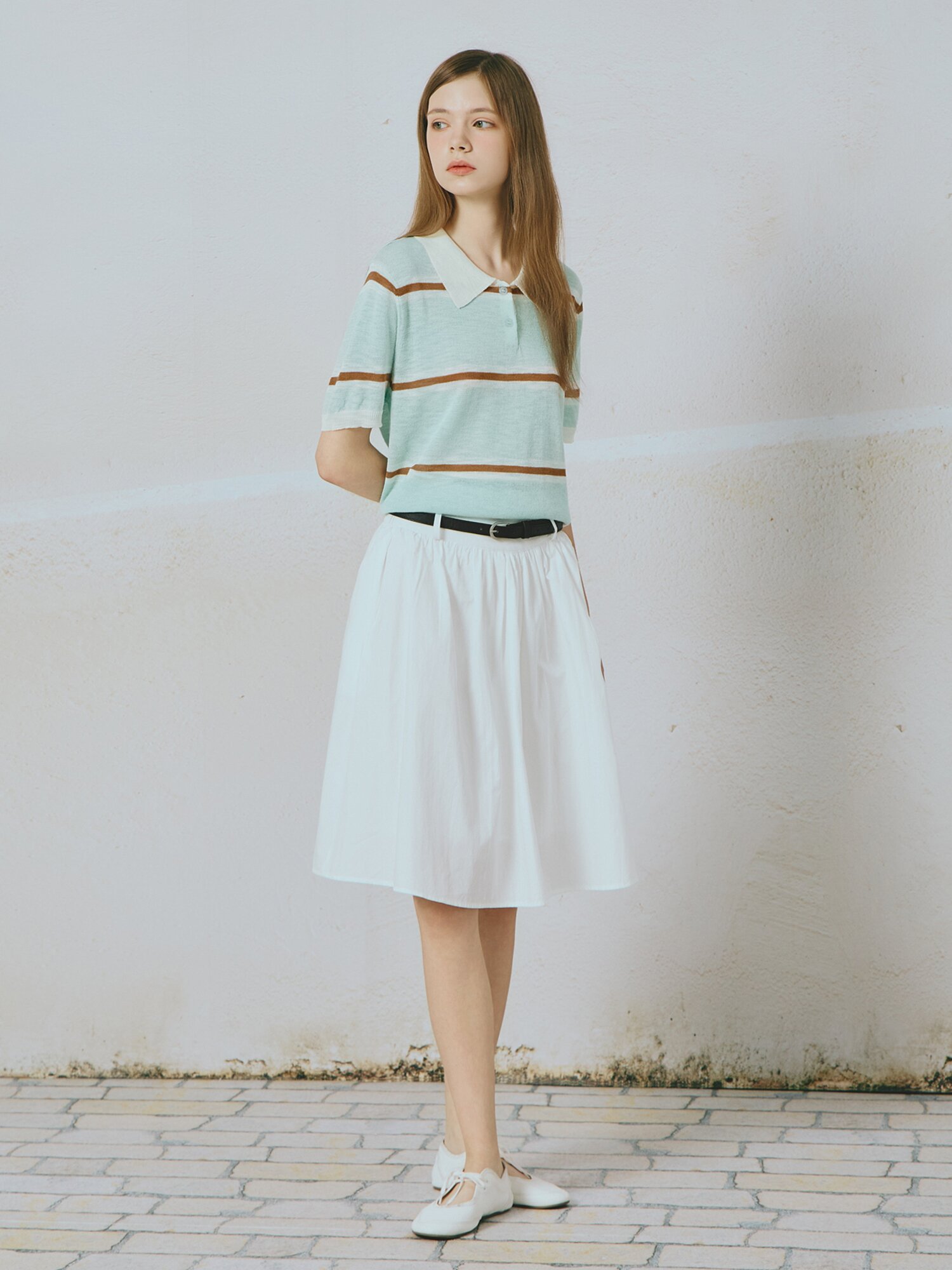 멀티 스트라이프 칼라 풀오버 니트 (MINT)