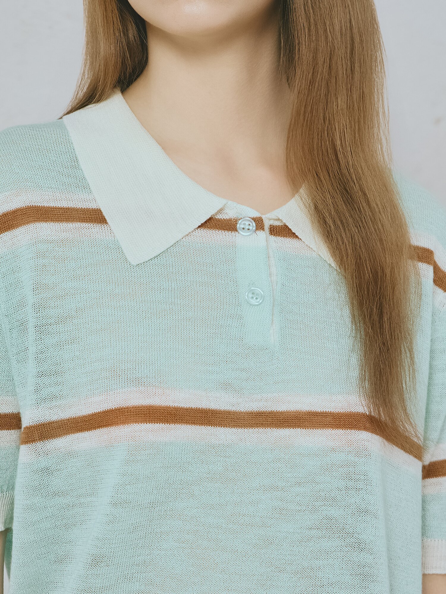 멀티 스트라이프 칼라 풀오버 니트 (MINT)