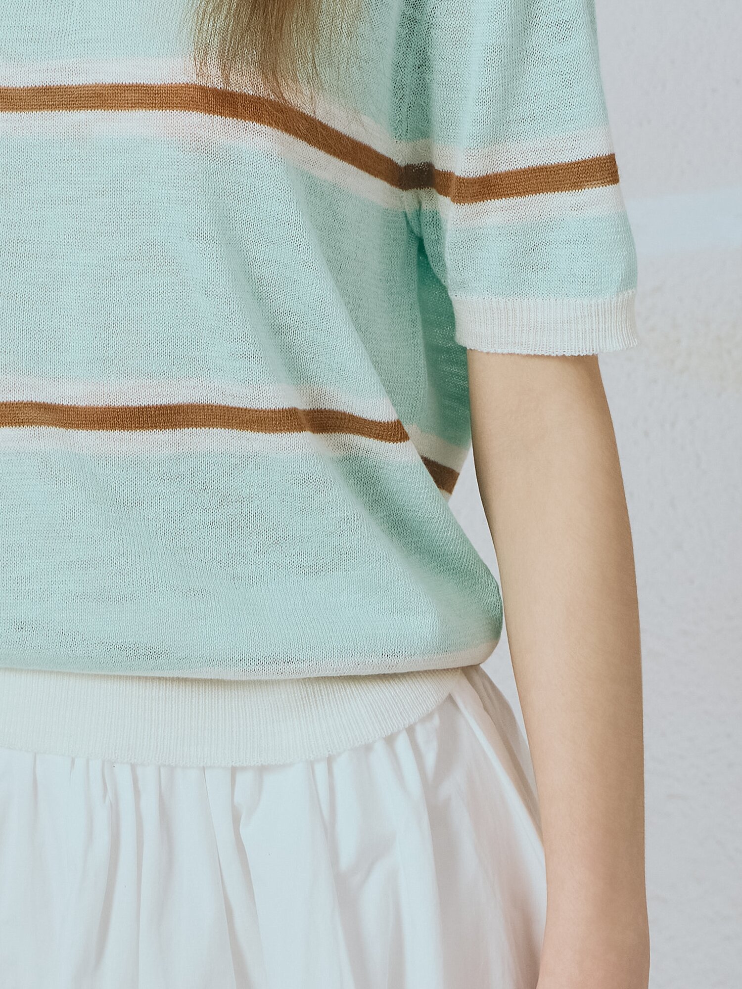 멀티 스트라이프 칼라 풀오버 니트 (MINT)