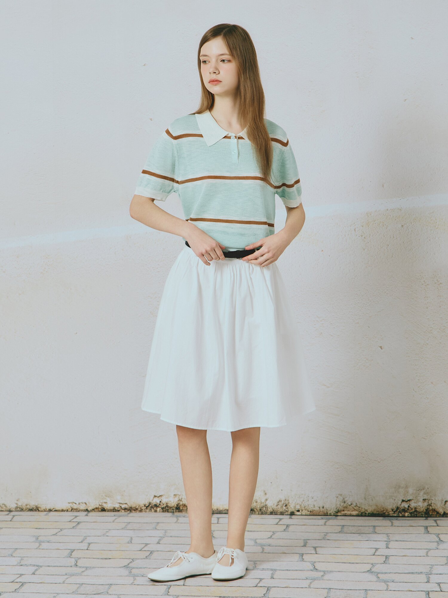 멀티 스트라이프 칼라 풀오버 니트 (MINT)