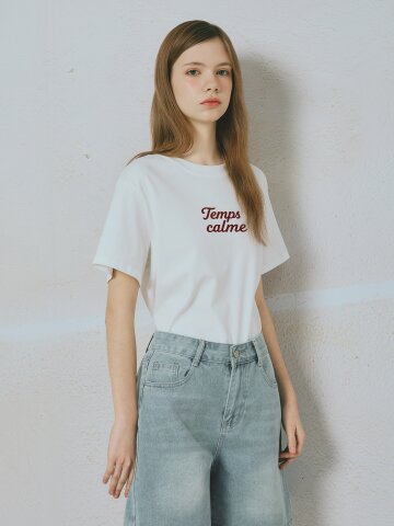 벨벳 텍스처 레터링 티셔츠 