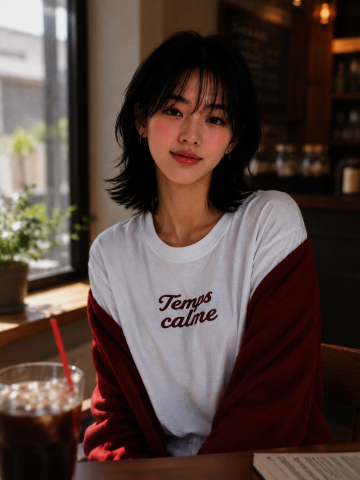 벨벳 텍스처 레터링 티셔츠 (WHITE)