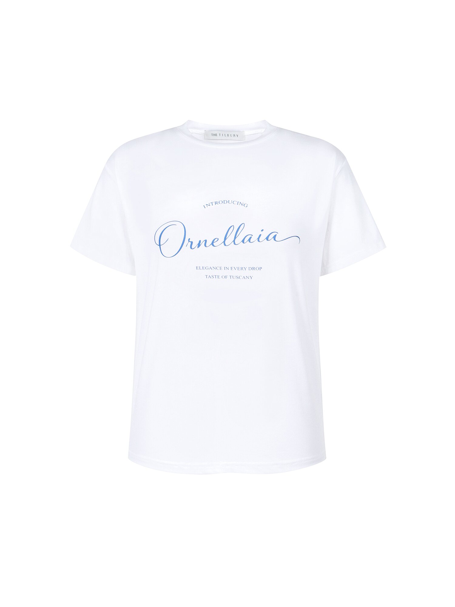 스판 레터링 라운드넥 티셔츠 (BLUE)