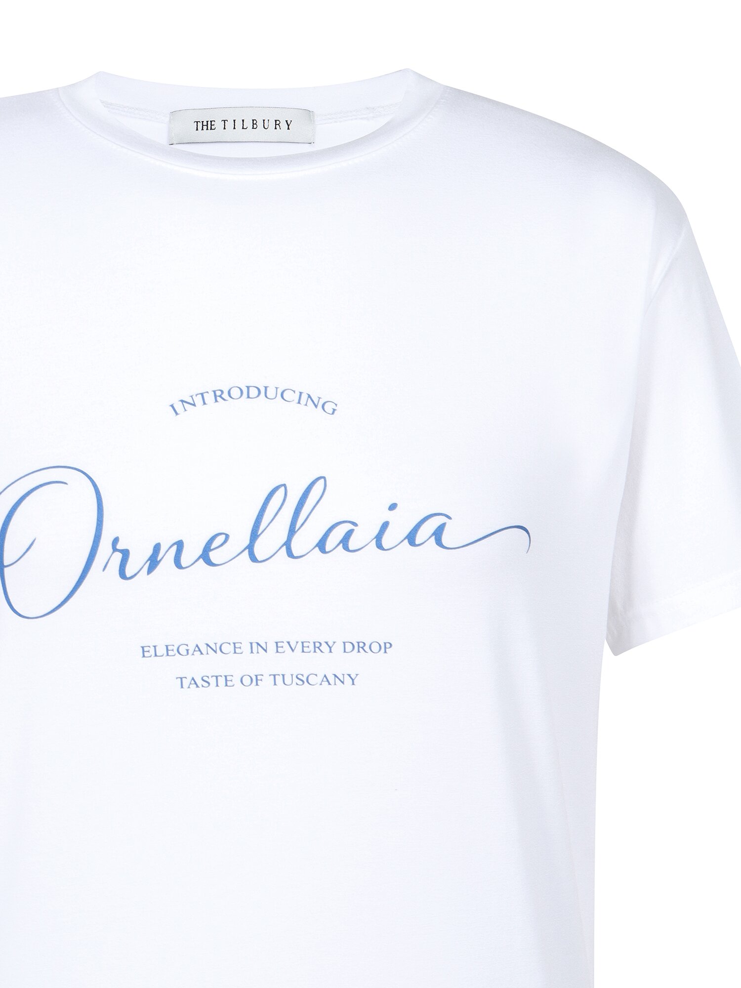 스판 레터링 라운드넥 티셔츠 (BLUE)