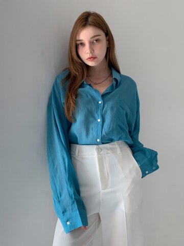 오버핏 시스루 셔츠 (4colors)