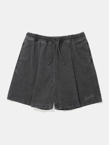 TAIL LOGO PINTUCK WASHED TWILL SHORTS PANTS_CHARCOAL
